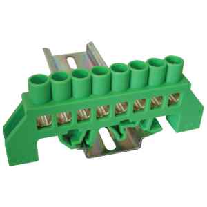 Tracon NPE-G8-8 Szigetelt földelősín,zöld 230/400VAC,100A,8×12mm,8P,IP20