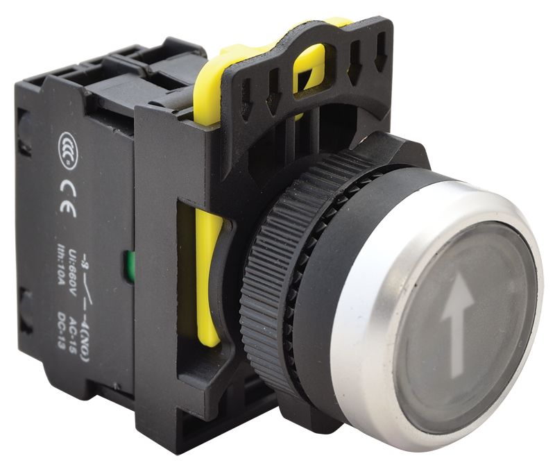 Tracon NYK3-P4L Jelölt,világító nyomókapcsoló,fekete,1×NO,5A/230V AC-15,IP65,LED 230V AC/DC