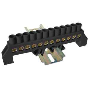 Tracon NPE-BK8-12 Szigetelt földelősín,fekete 230/400VAC,100A,8×12mm,12P,IP20