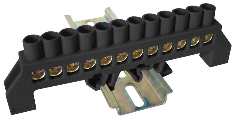 Tracon NPE-BK8-12 Szigetelt földelősín,fekete 230/400VAC,100A,8×12mm,12P,IP20