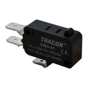 Tracon KW3-01 Helyzetkapcsoló,mikro,ütközős 1×CO 10A/230VAC,0,3A/250VDC,6,3x0,8 mm,IP00