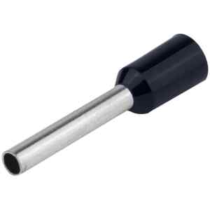 Tracon E14 Szigetelt érvéghüvely,ónozott elektrolitréz,fekete 1,5mm²,L=18mm