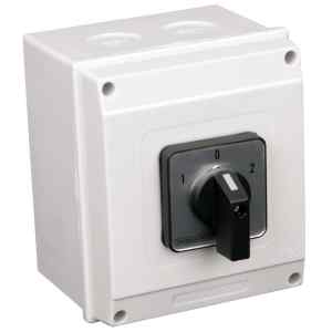 Tracon TKV-256/3T65 Tokozott választókapcsoló,1-0-2 400V,50Hz,25A,2×3P,7,5kW,48×48mm,60°,IP65