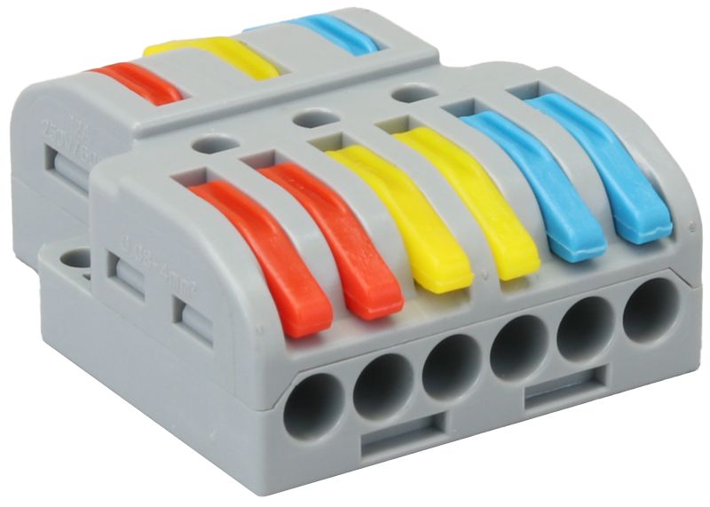 Tracon OVO3P36 Többpólusú csavar nélküli vezetékösszekötő,nyitható 0,5-4mm²,32A,400VAC 3P