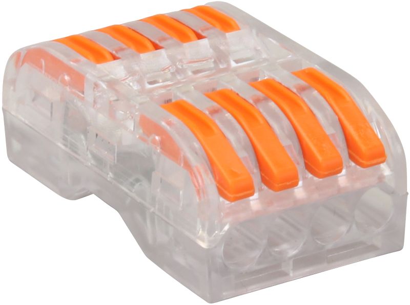 Tracon OVOTT44 Csavar nélküli vezetékösszekötő,toldó,nyitható,átlátszó 0,5-4mm²,32A,400VAC 4P