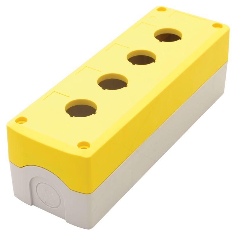 Tracon NYGD-4YE Összeállított tokozat nyomógombokhoz,sárga,4-es d=22,5,IP65,2×PG-13,5