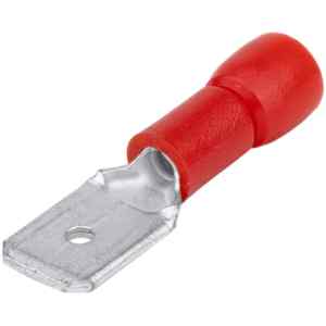 Tracon PCS6 Szigetelt rátolható csatlakozó csap,sárgaréz,piros 6,3×0,8mm,1,5mm²