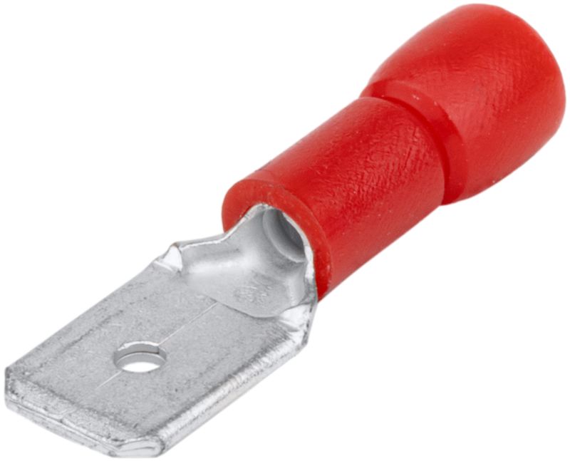 Tracon PCS6 Szigetelt rátolható csatlakozó csap,sárgaréz,piros 6,3×0,8mm,1,5mm²