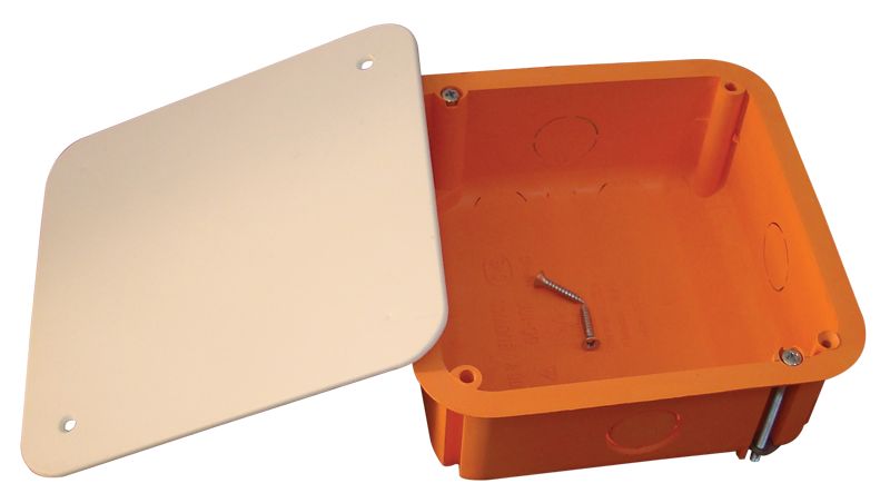 Tracon GD100 Gipszkarton doboz,sima,fedéllel,narancssárga 100×100×45mm