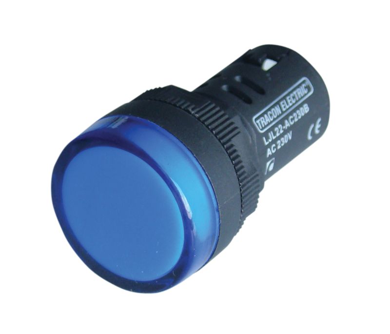 Tracon LJL22-BE LED-es jelzőlámpa,kék 230V AC/DC,d=22mm