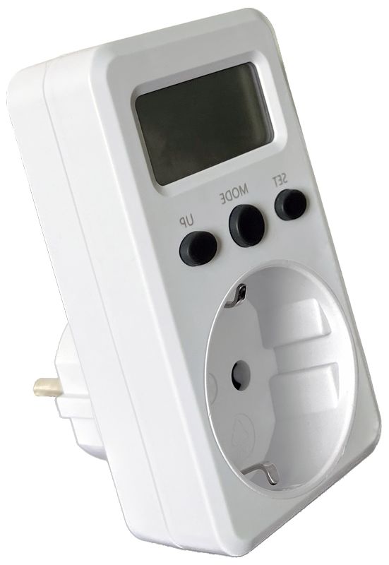 Tracon TVOD01 LCD kijelzőjű dugaszolható fogyasztásmérő 230 V,50 Hz,16 A,3680 W,V,kWh,cost
