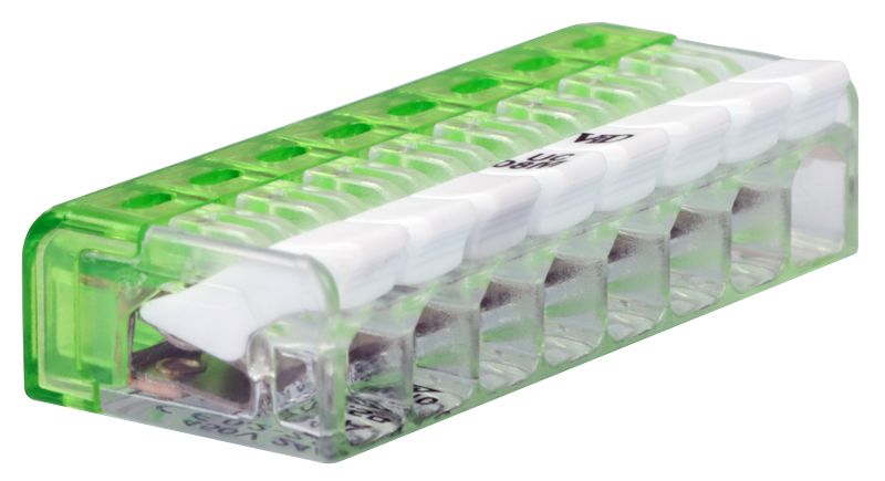 Tracon RVONK8 Csavar nélküli vezetékösszekötő,nyitható átlátszó 0,2-2,5mm²,24A,450VAC 8P