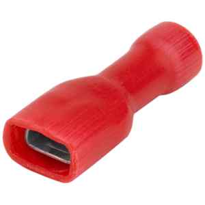 Tracon PTCSH5 Teljes szigetelésű rátolható csatl. hüvely,sárgaréz,piros 1,5mm²,4,8×0,8mm