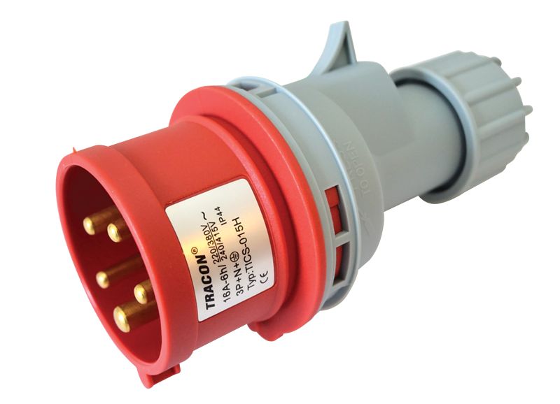 Tracon TICS-015H Ipari csatlakozó dugó,külső tömítőszelencével 16A,400V,3P+N+E,6h,IP44