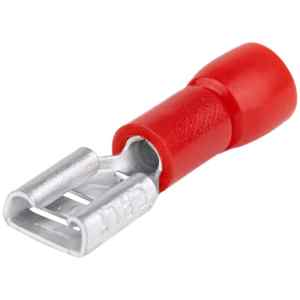 Tracon PCSH3 Szigetelt rátolható csatlakozó hüvely,sárgaréz,piros 2,8×0,5mm,1,5mm²