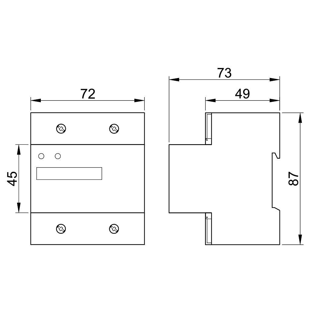 Tracon TVO-F3-4MCT LCD kijelzésű háromfázisú áramváltós fogyasztásmérő,4 modul 400V / 5 A CT Pd=3W - Image 2
