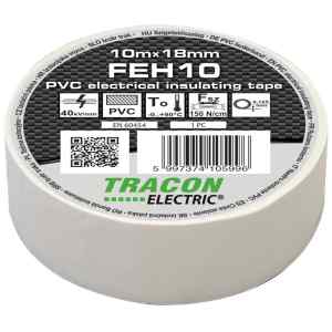 Tracon FEH10 Szigetelőszalag,fehér 10m×18mm,PVC,0-90°C,40kV/mm