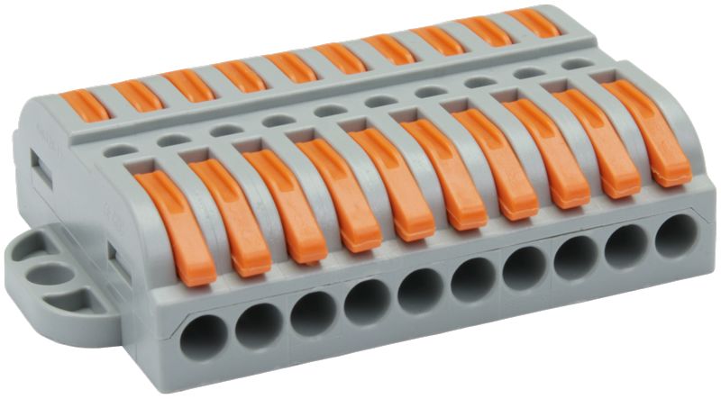 Tracon OVOFT1010 Csavar nélküli vezetékösszekötő,toldó,nyitható 0,5-4mm²,32A,400VAC 10P