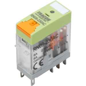 Tracon RN09-110AC Print relé tesztgombbal és állapotjelzéssel 110V AC / 2×CO