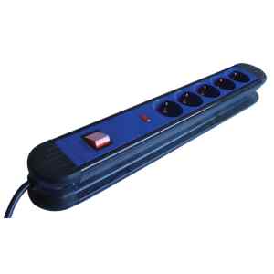 Tracon HKT5-3M 5-ös elosztó kapcsolóval+túlfesz védelem 5×SCHUKO,3m,max.16A,250VAC,3680W,H05VV-F