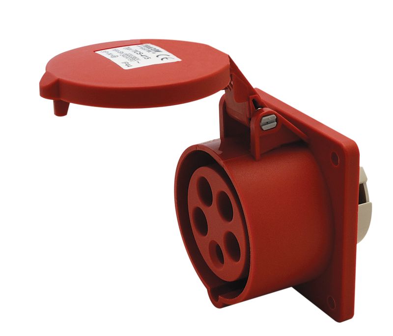 Tracon TICS-415 Beépíthető egyenes ipari csatlakozóaljzat 16A,400V,3P+N+E,6h,IP44