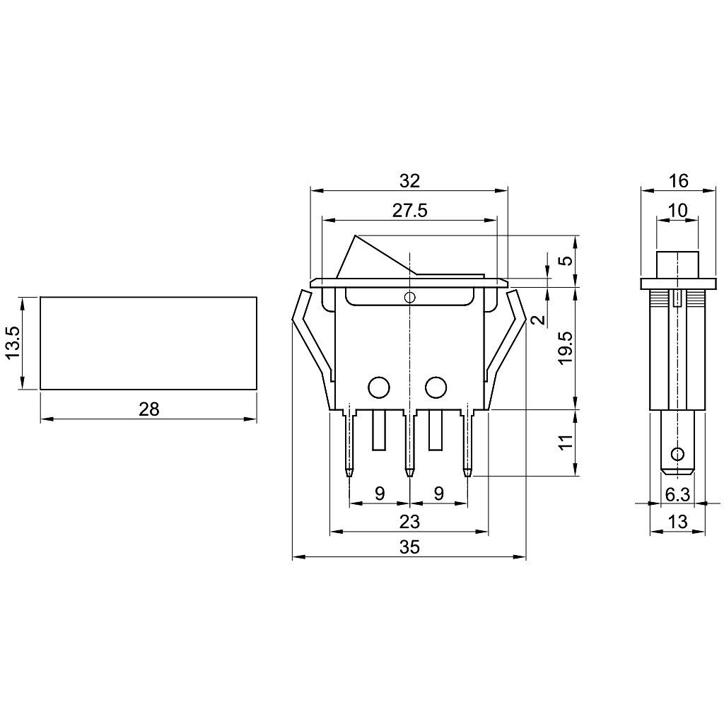 Tracon TES-11 Készülékkapcsoló,BE-KI,piros-világító 16A,250V AC - Image 2