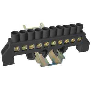 Tracon NPE-BK8-10 Szigetelt földelősín,fekete 230/400VAC,100A,8×12mm,10P,IP20