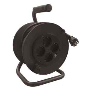 Tracon KD-4/20-B Kábeldobos hosszabbító,fémvázzal 4×SCHUKO,20m,250V AC,16A,3×1,5mm²,H05VV-F,IP20