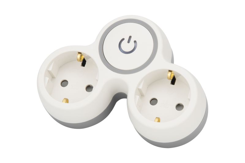Tracon TND2-K Többférőhelyes,kapcsolós átalakító csatlakozó,szürke+fehér 2×SCHUKO,max.16A,230VAC,3680W,PP