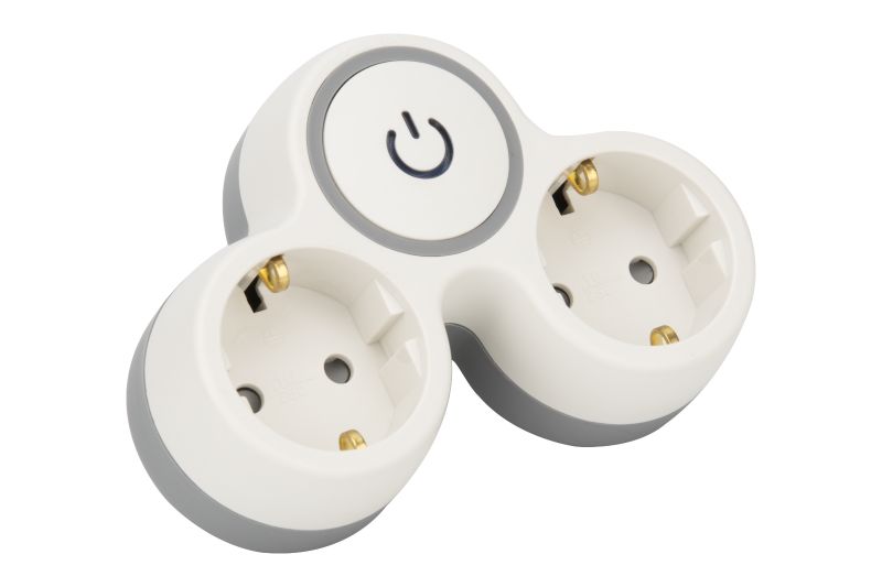 Tracon TND2-K Többférőhelyes,kapcsolós átalakító csatlakozó,szürke+fehér 2×SCHUKO,max.16A,230VAC,3680W,PP - Image 3