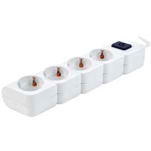 Tracon HKD-4 Hordozható elosztósáv kapcsolóval,fehér 4×SCHUKO,1,4m,max.16A,250VAC,3680W,3x1mm²,H05VV-F