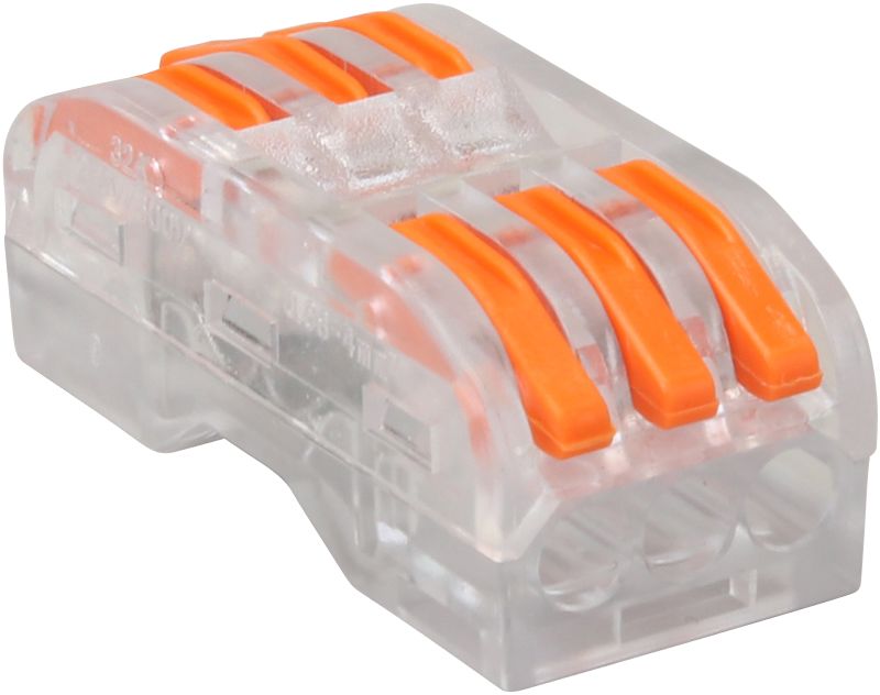 Tracon OVOTT33 Csavar nélküli vezetékösszekötő,toldó,nyitható,átlátszó 0,5-4mm²,32A,400VAC 3P