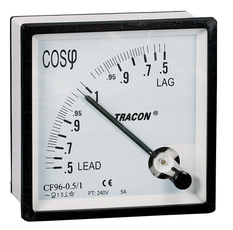 Tracon CF72-0,5/3 Teljesítménytényező mérő, háromfázisú 72×72mm, 400V AC, 0,5