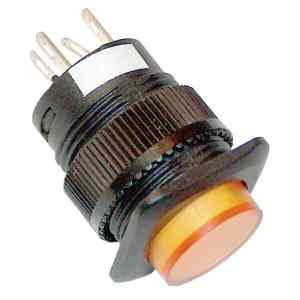 Tracon MNK-002Y Mini jelzőlámpás nyomókapcsoló sárga 1×NO,2V AC/DC