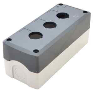 Tracon NYGD-3GR Összeállított tokozat nyomógombokhoz,szürke,3-es d=22,5,IP65,2×PG-13,5