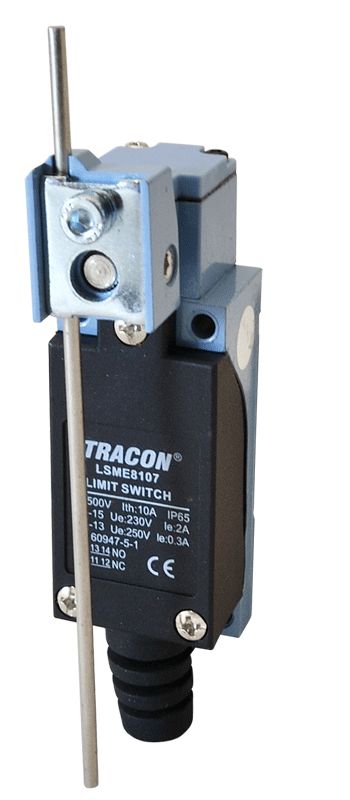 Tracon LSME8107 Helyzetkapcsoló,billenőkar-pálca 1xNO+1xNC,2A/230V AC-15,0,3A/250V DC-13,0-100mm,IP65