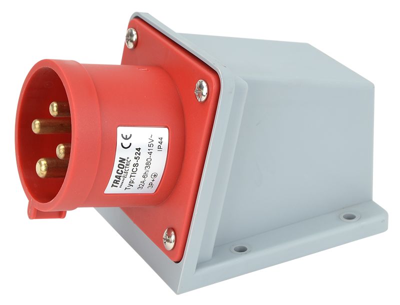 Tracon TICS-524 Felületre szerelhető ipari csatlakozó dugó 32A,400V,3P+E,6h,IP44