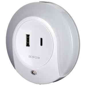 Tracon NLUSBC Éjszakai fény USB-C porttal 230VAC,50Hz,0,4W,15lm,CDS,1xUSB,1xUSB-C