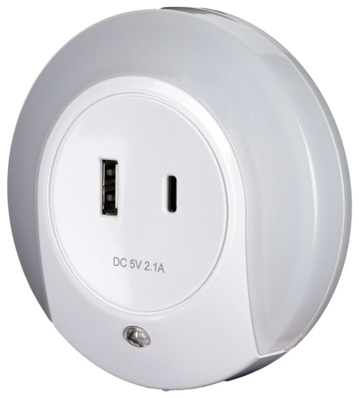 Tracon NLUSBC Éjszakai fény USB-C porttal 230VAC,50Hz,0,4W,15lm,CDS,1xUSB,1xUSB-C