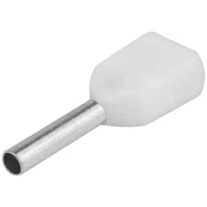 Tracon E20I Szigetelt iker-érvéghüvely,ónoz. elektr.réz,fehér 2×0,5mm²,l=8mm