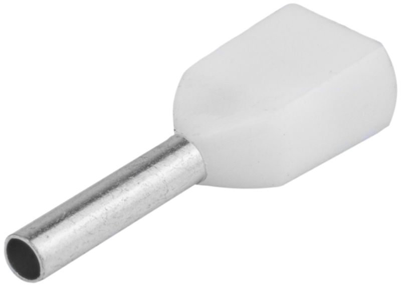 Tracon E20I Szigetelt iker-érvéghüvely,ónoz. elektr.réz,fehér 2×0,5mm²,l=8mm