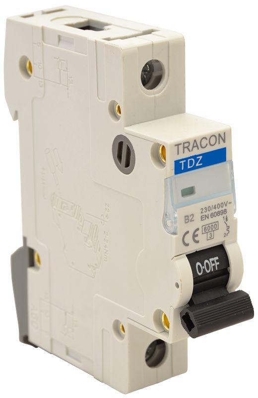 Tracon TDZ-1D-2 Kismegszakító,1 pólus,D karakterisztika 2A,6kA