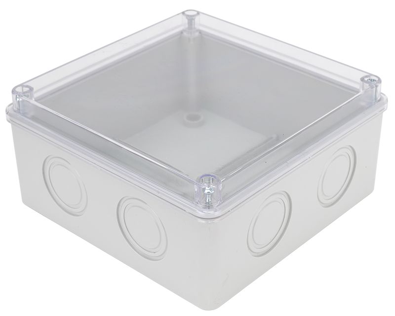 Tracon MED15157T Elektronikai doboz,világos szürke,átlátszó fedéllel 150×150×70mm,IP55