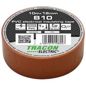 Tracon B10 Szigetelőszalag,barna 10m×18mm,PVC,0-90°C,40kV/mm