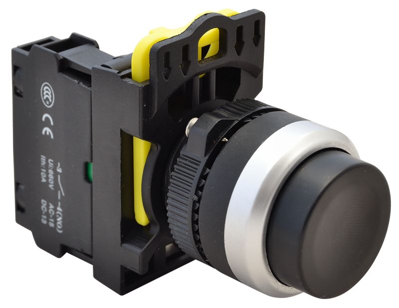 Tracon NYG3-HBK Kiálló nyomógomb,fekete 1×NO,5A/230V AC-15,IP65