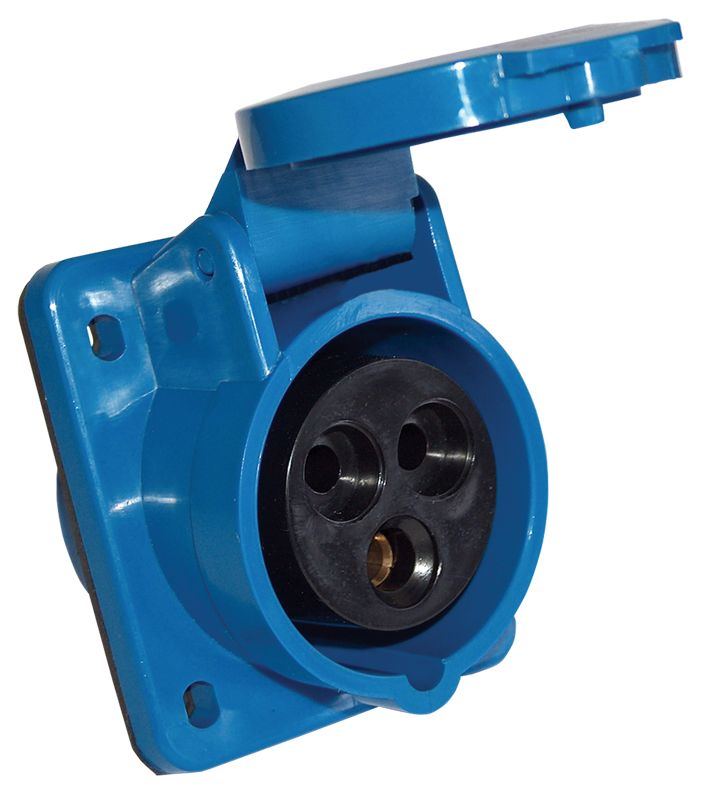 Tracon TICS-323 Beépíthető ferde ipari csatlakozóaljzat 32A,250V,2P+E,6h,IP44