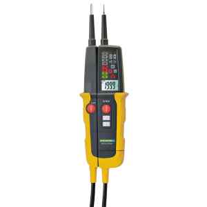 Tracon PANMV-1000AD 2 pólusú feszültségvizsgáló ésAVK teszter,LED LCD kijelző 12-1000V AC/DC,30mA FI‐Test