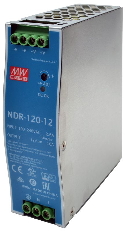 Tracon NDR-120-12 DIN sínre szerelhető tápegység szabályozható DC kimenettel 90-264 VAC / 12-14 VDC,120 W,0-10 A - Image 2