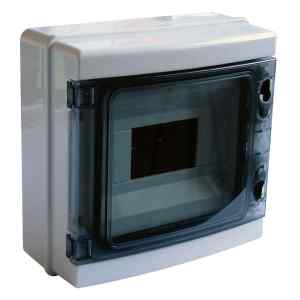 Tracon EDFKIP65-8/1 Falon kívüli elosztódoboz,átlátszó ajtóval,N/PE sínnel 1×8 mod,H×W×D=210×215×100mm,IP65,660V AC,1000 V DC