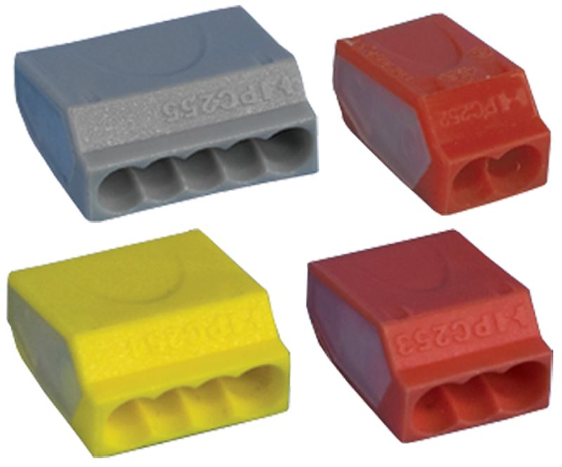 Tracon TRC254 Csavar nélküli vezetékösszekötő,sárga 4× 450VAC,max. 16A